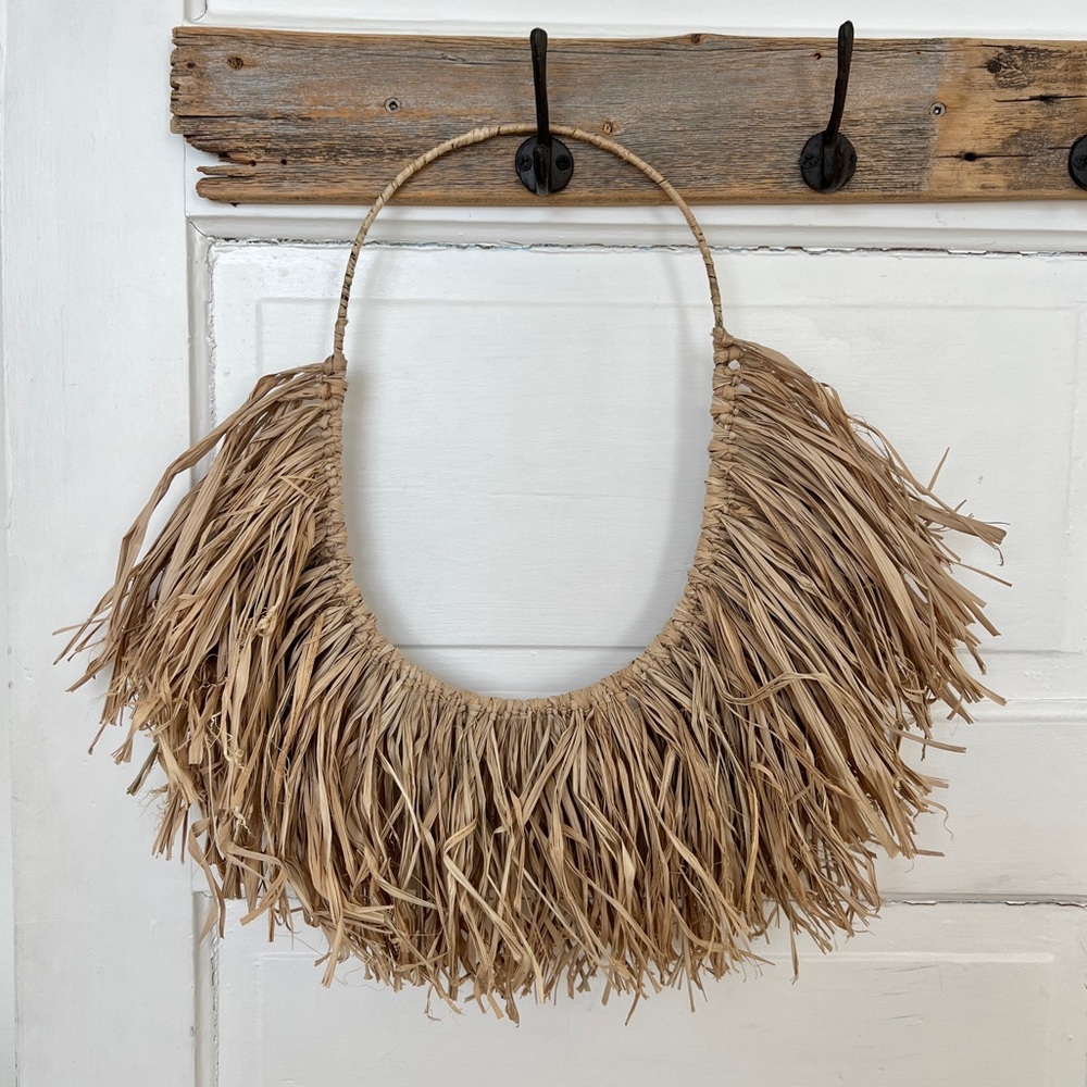 Handwoven Natural Raffia Wall Hanging